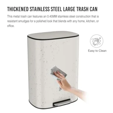 Modern 13 Gallon Stainless Steel Step Trash Can with Quiet Lid