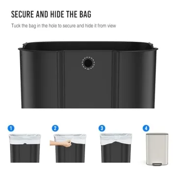 Modern 13 Gallon Stainless Steel Step Trash Can with Quiet Lid