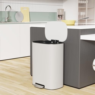 Modern 13 Gallon Stainless Steel Step Trash Can with Quiet Lid