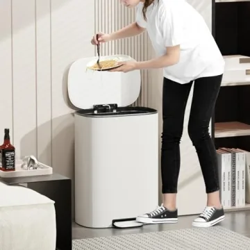 Modern 13 Gallon Stainless Steel Step Trash Can with Quiet Lid