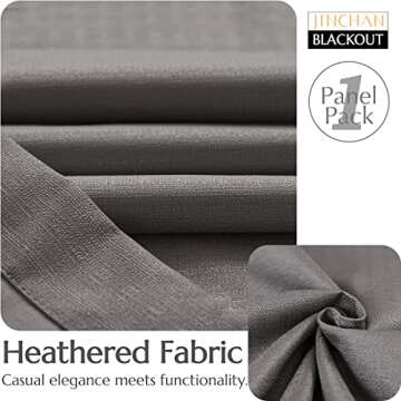 Jinchan Blackout Curtain, Grey, 50" W x 84" L, Thermal Insulated