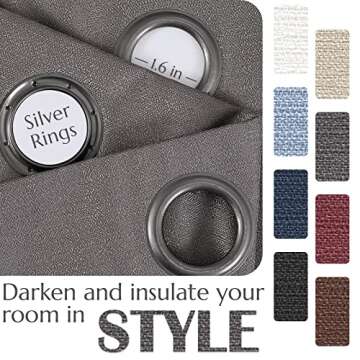 Jinchan Blackout Curtain, Grey, 50" W x 84" L, Thermal Insulated