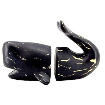 Bellaa 29677 Decorative Bookends Whale Retro Unique Book Ends Nautical Sea Ocean Fish Beach Coastal ...