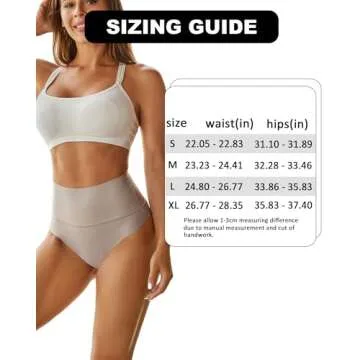 FINETOO High Waisted Thongs for Women Tummy Control Underwear Soft Nylon Stretchy No Show High Rise Thong Panties 4 Pack