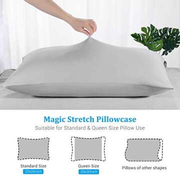 Avolare 2 Pack Cooling Pillow Cases, Arc-Chill Q-max>0.5 Stretch Cooling Pillowcases for Hair Skin and Hot Sleepers, Soft Silky Summer Pillow Cover with Zipper for Standard & Queen Size Pillows - Gray