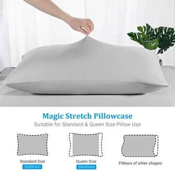Avolare 2 Pack Cooling Pillow Cases, Arc-Chill Q-max>0.5 Stretch Cooling Pillowcases for Hair Skin and Hot Sleepers, Soft Silky Summer Pillow Cover with Zipper for Standard & Queen Size Pillows - Gray