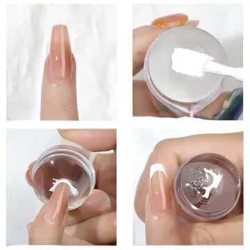 Nail Art Stamper 1Pcs Clear Transparent Silicone Jelly Nail Stamping with Scraper Manicure Tools Fast French Nail Print Image Plate Kits, No Misplacement for DIY Nail Art Decorations