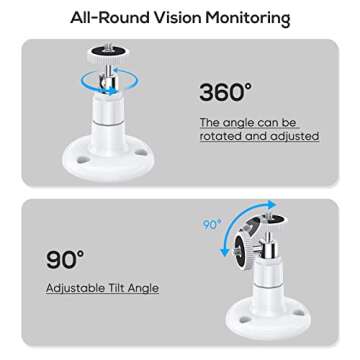 FastSnail Wall Mount Compatible with Wyze Cam Pan V3 & Wyze Cam V4/V3 & Wyze Cam Outdoor/Indoor, 360 Degree Swivel Adjustable Bracket for Wyze Cam and Other Camera with Same Interface 2 Pack