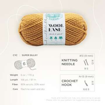 Lion Brand Wool-Ease Thick & Quick Yarn - Mustard Color