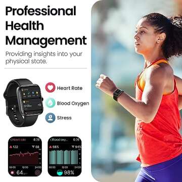 TOZO S3 Smart Watch (Answer/Make Call) Bluetooth Fitness Tracker with Heart Rate, Blood Oxygen Monitor, Sleep Analyzer IP68 Waterproof 1.83 Inch HD Color for Men Women Compatible iPhone & Android