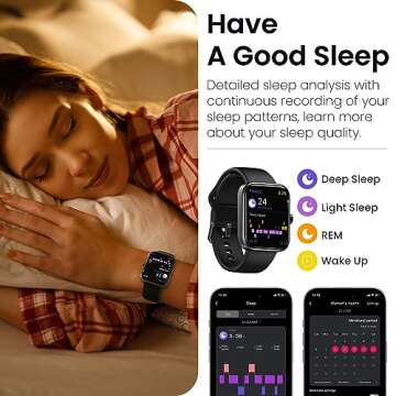 TOZO S3 Smart Watch (Answer/Make Call) Bluetooth Fitness Tracker with Heart Rate, Blood Oxygen Monitor, Sleep Analyzer IP68 Waterproof 1.83 Inch HD Color for Men Women Compatible iPhone & Android