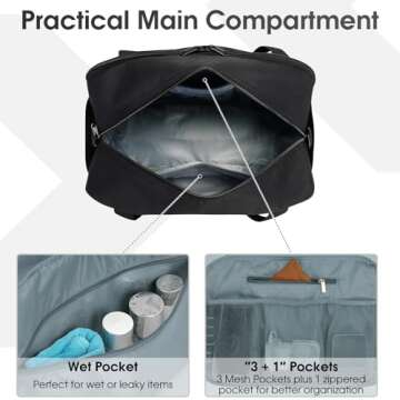 Narwey 18" Laptop Compartment Travel Bag for Airlines