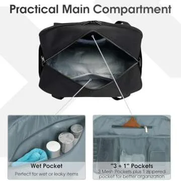 Narwey 18" Laptop Compartment Travel Bag for Airlines