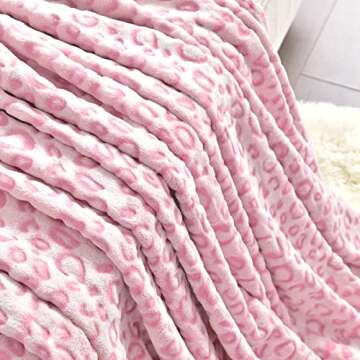 Pleasant Boulevard Leopard Throw Blanket Fleece - Lightweight Cozy Plush Microfiber