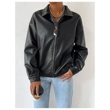 Stylish MakeMeChic Faux Leather Shacket for Women