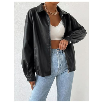 Stylish MakeMeChic Faux Leather Shacket for Women