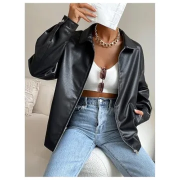 Stylish MakeMeChic Faux Leather Shacket for Women