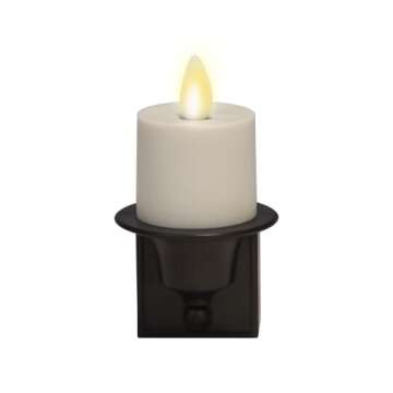 Luminara Flameless Candle Nightlight - Patented Flickering Real-Flame Effect Technology Mimics Real Candle - Plugs into Vertical Outlet Only - Dusk to Dawn Sensor Auto Switch On/Off (Black)