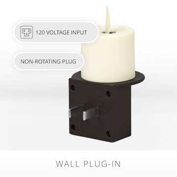 Luminara Flameless Candle Nightlight - Patented Flickering Real-Flame Effect Technology Mimics Real Candle - Plugs into Vertical Outlet Only - Dusk to Dawn Sensor Auto Switch On/Off (Black)