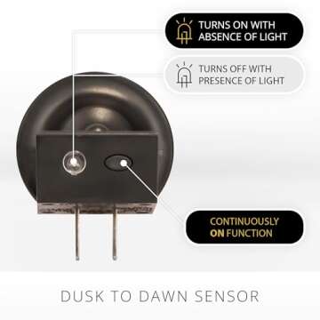 Luminara Flameless Candle Nightlight - Patented Flickering Real-Flame Effect Technology Mimics Real Candle - Plugs into Vertical Outlet Only - Dusk to Dawn Sensor Auto Switch On/Off (Black)