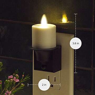 Luminara Flameless Candle Nightlight - Patented Flickering Real-Flame Effect Technology Mimics Real Candle - Plugs into Vertical Outlet Only - Dusk to Dawn Sensor Auto Switch On/Off (Black)