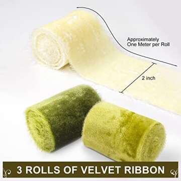 Mlurcu Silk Velvet Ribbon 2 Inch 3Yds Handmade Frayed Fringe Ribbon Rustic Boho Raw Edge Fabric Ribb...