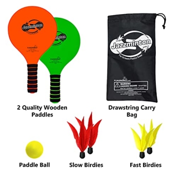 Jazzminton Paddle Ball Game - Fun Indoor Outdoor Activity