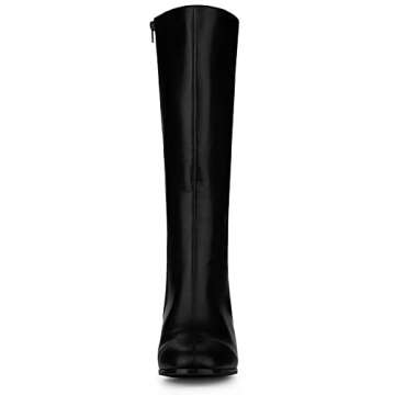Allegra K Women's Round Toe Block Heels Black Knee High Boots - 9.5 M US