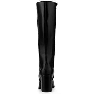 Allegra K Women's Round Toe Block Heels Black Knee High Boots - 9.5 M US