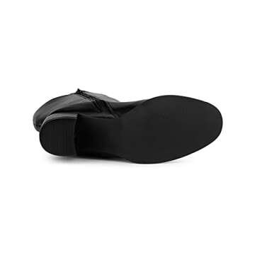 Allegra K Women's Round Toe Block Heels Black Knee High Boots - 9.5 M US