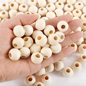 380pcs Natural Wooden Beads for Crafting and Jewelry Making