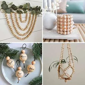 380pcs Natural Wooden Beads for Crafting and Jewelry Making