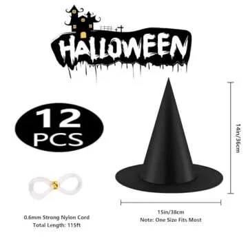 12PCS Halloween Witch Hats for Parties and Decorations