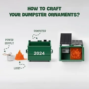 2024 Dumpster Fire Ornament LED, Dumpster Ornament with 3 Lighting Modes, Flickering Flame Dumpster Fire Gift, Funny 2024 Christmas Ornament, Christmas Desk Decoration (Pack 1)