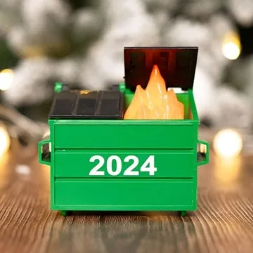 2024 Dumpster Fire Ornament LED, Dumpster Ornament with 3 Lighting Modes, Flickering Flame Dumpster Fire Gift, Funny 2024 Christmas Ornament, Christmas Desk Decoration (Pack 1)