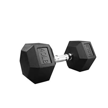 POWERT 40 lbs Rubber Encased Hex Dumbbell for All Levels