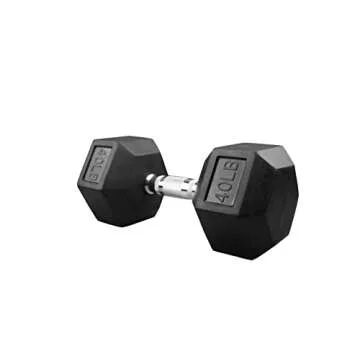 POWERT 40 lbs Rubber Encased Hex Dumbbell for All Levels