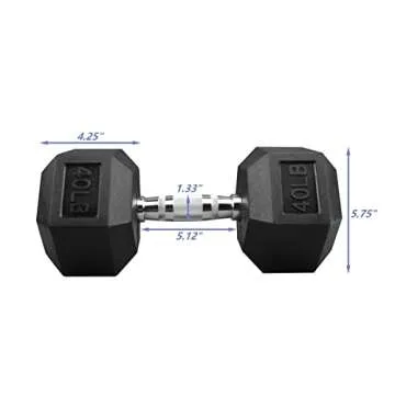 POWERT 40 lbs Rubber Encased Hex Dumbbell for All Levels