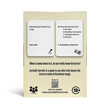Lyrically Correct 90's and 2000's Hip Hop & R&B Music Trivia Card Game for Friends, Fun Party Game for Adults, Family Gatherings, Game Nights, and Finish The Lyrics Challenge