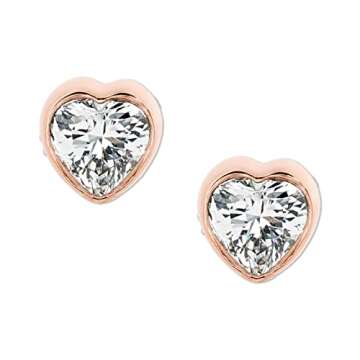 Michael Kors Stainless Steel and Cubic Zirconia Heart Stud Earrings for Women, Color: Rose Gold (Model: MKJ6020791)