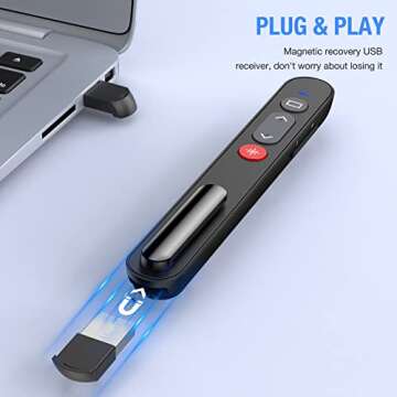Laser Pointer for Presentations, Wireless Presenter Clicker for PowerPoint Slide with Hyperlink & Volume Control, Presentation Remote for Mac/Computer/Laptop, Google Slide/PPT/Keynote