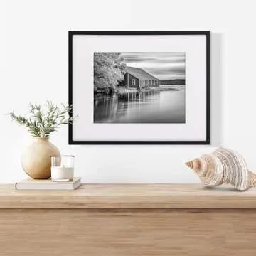 Snap - 16"x20" Black Wall Picture Frame - Single White Mat - Matted for 11"x14" Image - Versatile Di...