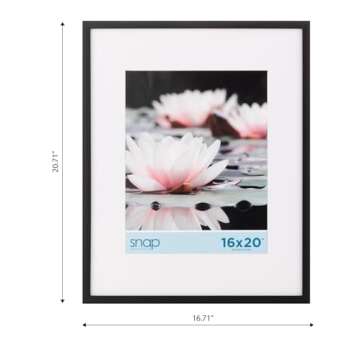 Snap - 16"x20" Black Wall Picture Frame - Single White Mat - Matted for 11"x14" Image - Versatile Display Option for Your Cherished Memories - Rectangular Tabletop - White Poster Frame