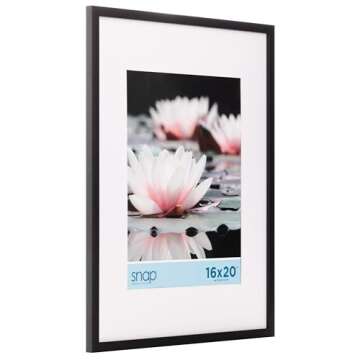 Snap - 16"x20" Black Wall Picture Frame - Single White Mat - Matted for 11"x14" Image - Versatile Display Option for Your Cherished Memories - Rectangular Tabletop - White Poster Frame