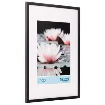 Snap - 16"x20" Black Wall Picture Frame - Single White Mat - Matted for 11"x14" Image - Versatile Display Option for Your Cherished Memories - Rectangular Tabletop - White Poster Frame