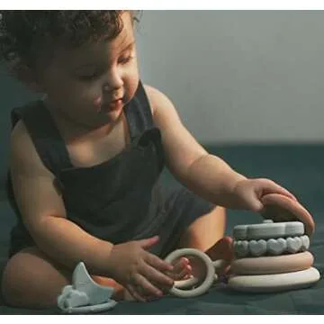 Moonkie Baby Toy Bundle | Stacking Cups & Rings + Koala Silicone Teether | 3-in-1 Educational & Teething Set for Babies 6-12 Months | Soft BPA-Free Silicone Toys for Learning, Teething & Play