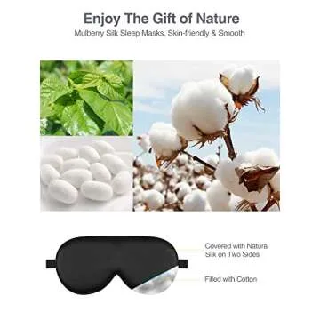 Luxtude Silk Eye Masks for Sleeping Blackout, Natural Mulberry Silk Sleep Masks, Organic Satin Sleeping Mask, Blindfold, Eyemask, Night Masks-Pink