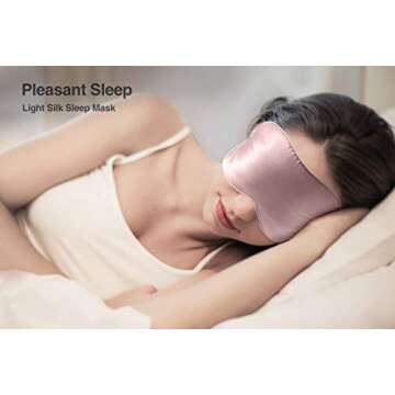 Luxtude Silk Eye Masks for Sleeping Blackout, Natural Mulberry Silk Sleep Masks, Organic Satin Sleeping Mask, Blindfold, Eyemask, Night Masks-Pink