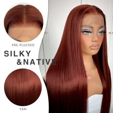 MITIMES Reddish Brown Lace Front Wig - 32 Inch Long Style