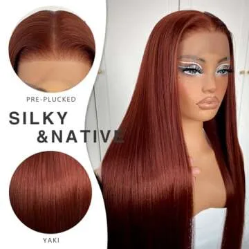 MITIMES Reddish Brown Lace Front Wig - 32 Inch Long Style